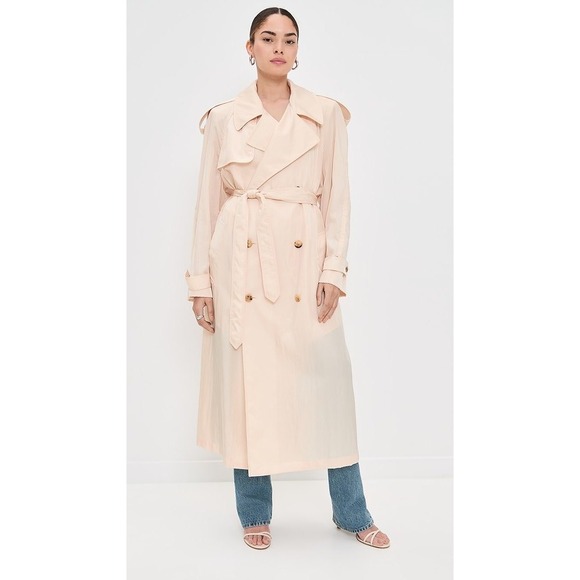 Baum Und Pferdgarten Navy Trench Coat Double Breasted Full Length Size 38 - Picture 5 of 11